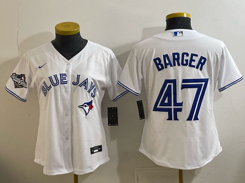 Women 2025 Toronto Blue Jays #47 Barger white Game Nike MLB Jersey style 002->women mlb jersey->Women Jersey